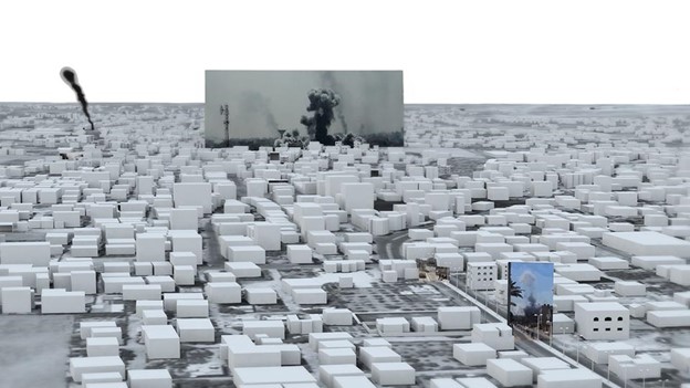 Forensic architecture embedded photographs and videos to reconstruct the story of a single battle during 2014 Gaza War